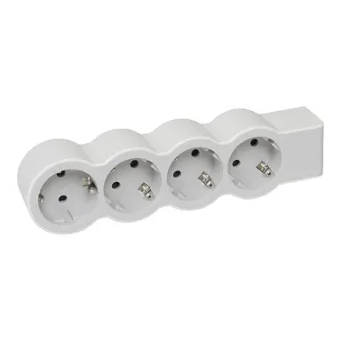Legrand 694575 4-voudige stekkerdoos met randaarde zonder snoer wit/lichtgrijs
