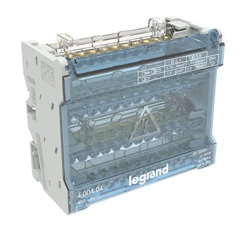 Legrand 400404 verdelerklem 4-polig 40A 13 aansluitingen