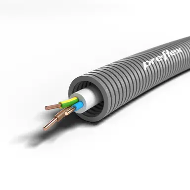 Preflex 1234001085 flexbuis 16 mm voorbedraad met VMVL 3 x 1,5 mm² kabel rol 100 meter