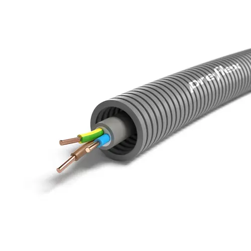 Preflex 1234001088 flexibele buis 20 mm voorbedraad XMVK 3 x 2,5 mm² installatiekabel rol 100 meter
