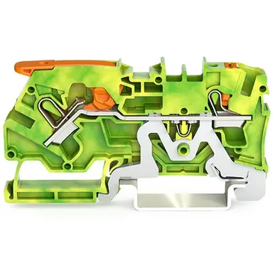 Wago 2104-5207 rijgklem met hendel en drukknop 2-draads 4 mm² groen/geel