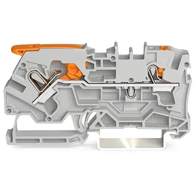 Wago 2104-5201 rijgklem met hendel en drukknop 2-draads 4 mm² grijs