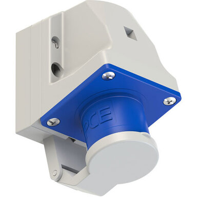 PCE 513-6DV toestelcontactdoos met klep CEE 3-polig 16A 230V schroefklemmen IP44 1xM25