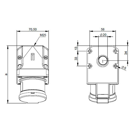 PCE 513-6DV toestelcontactdoos met klep CEE 3-polig 16A 230V schroefklemmen IP44 1xM25