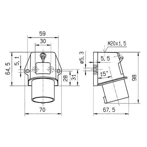 Mennekes CEE 844 toestelcontactdoos CEE 3-polig 16A 230V 6h schroefklemmen IP44