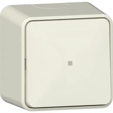 Gira 315612 pulsdrukker wisselcontact 1-polig met controlevenster en interne montageplaat opbouw creme