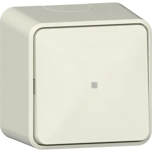 Gira 315612 pulsdrukker wisselcontact 1-polig met controlevenster en interne montageplaat opbouw creme