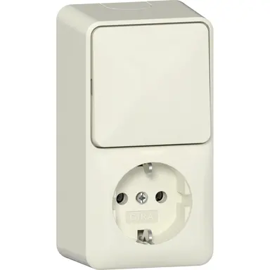 Gira 417612 combinatie schakelaar en wandcontactdoos randaarde met interne montageplaat opbouw creme