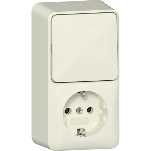 Gira 417612 combinatie schakelaar en wandcontactdoos randaarde met interne montageplaat opbouw creme