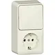 Gira 417612 combinatie schakelaar en wandcontactdoos randaarde met interne montageplaat opbouw creme