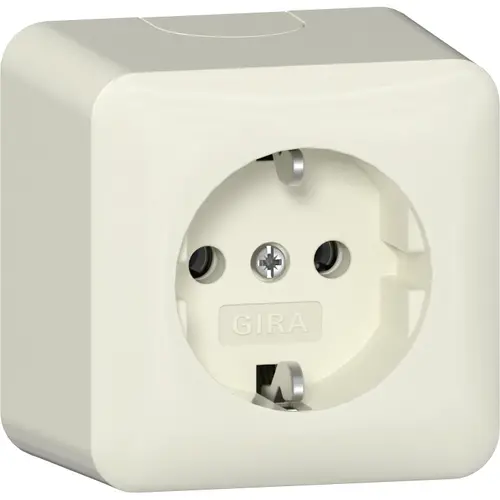 Gira 444012 wandcontactdoos randaarde met interne montageplaat opbouw creme