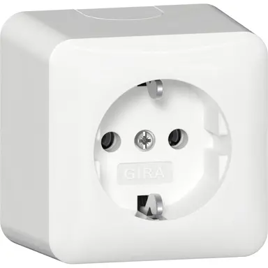 Gira 444013 wandcontactdoos randaarde met interne montageplaat opbouw wit