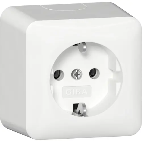 Gira 444013 wandcontactdoos randaarde met interne montageplaat opbouw wit
