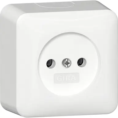 Gira 447014 wandcontactdoos zonder randaarde met interne montageplaat opbouw wit