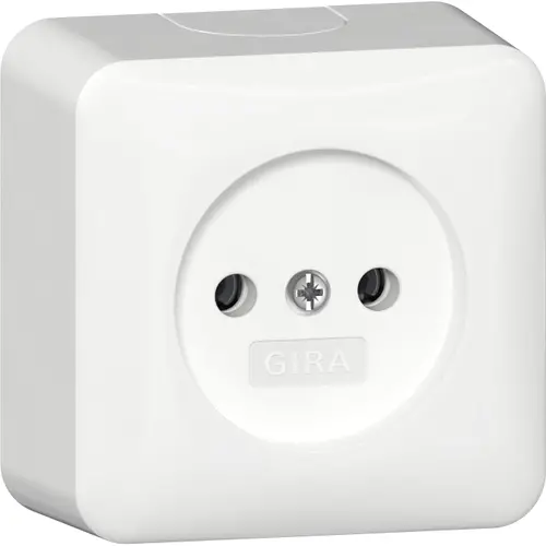 Gira 447014 wandcontactdoos zonder randaarde met interne montageplaat opbouw wit