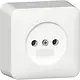 Gira 447014 wandcontactdoos zonder randaarde met interne montageplaat opbouw wit