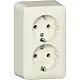 Gira 478012 wandcontactdoos 2-voudig randaarde met interne montageplaat opbouw creme