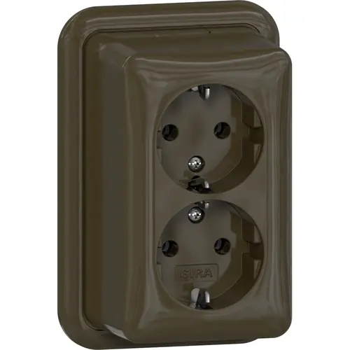 Gira 478018 wandcontactdoos 2-voudig randaarde opbouw bruin