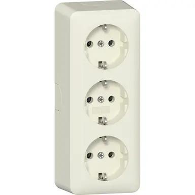 Gira 478912 wandcontactdoos randaarde 3-voudig opbouw creme
