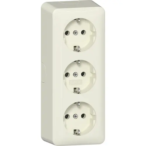 Gira 478912 wandcontactdoos randaarde 3-voudig met interne montageplaat opbouw creme
