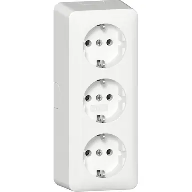 Gira 478913 3-voudige wandcontactdoos randaarde opbouw wit