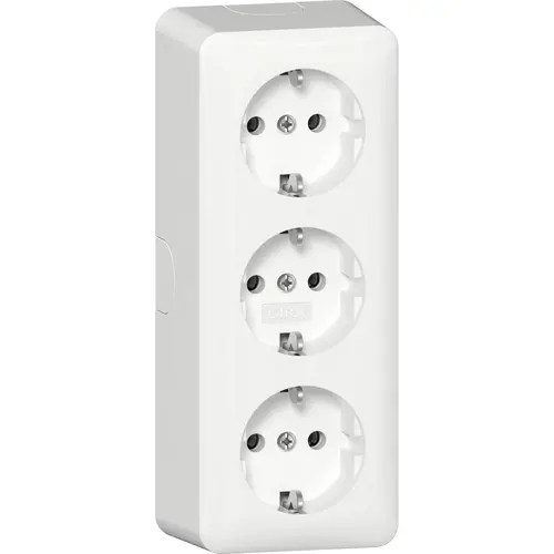 Gira 478913 wandcontactdoos randaarde 3-voudig met interne montageplaat opbouw wit