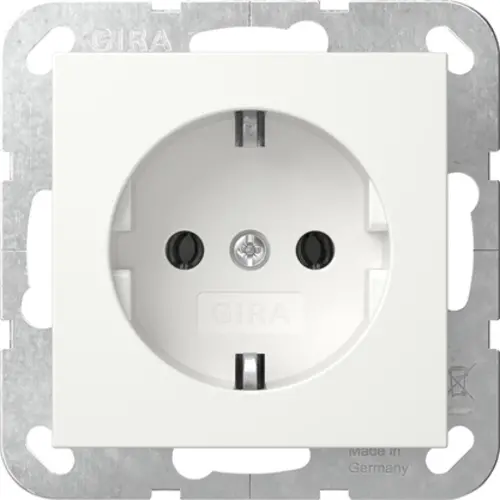 Gira 418003 wandcontactdoos randaarde schroefklemmen Systeem 55 wit glans