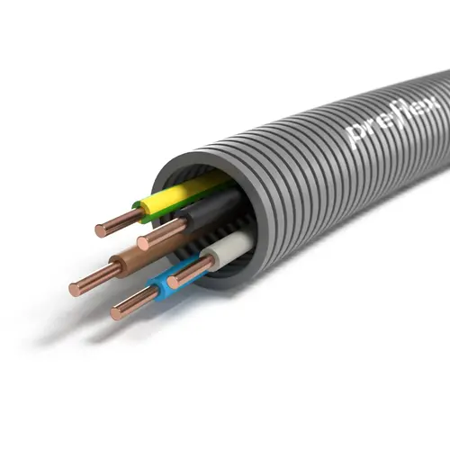 Preflex 1234000941 flexibele buis 25 mm voorbedraad 5 x 6 mm² br/bl/gg/zw/ro rol van 50 meter