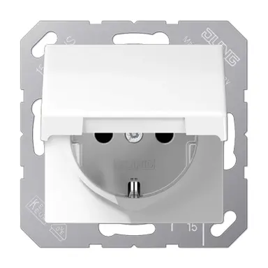 JUNG AS 1520 NKL WW wandcontactdoos randaarde klapdeksel AS500 alpine wit