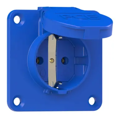PCE 105-7BS wandcontactdoos met randaarde en klapdeksel 1-voudig 70 x 70 mm IP54 blauw