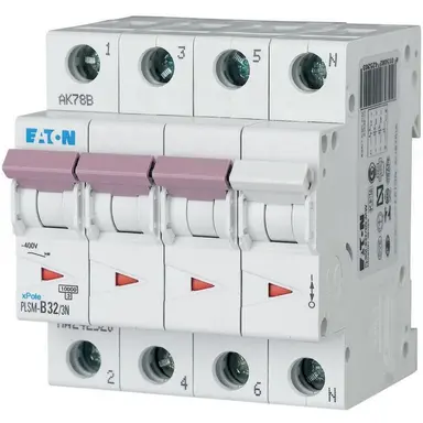 Eaton PLSM-D32/3N-MW installatieautomaat 32A 3-polig met nul 10ka D-karakteristiek