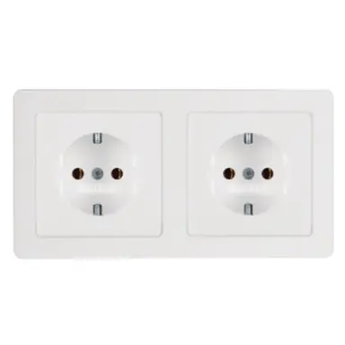 Berker 47206089 wandcontactdoos 2-voudig randaarde compleet voorbedraad voor duo-inbouwdoos Q1 wit