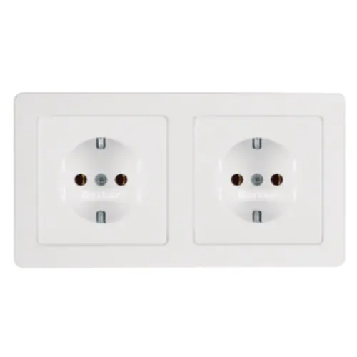 Berker 47206089 wandcontactdoos 2-voudig randaarde compleet voorbedraad voor duo-inbouwdoos Q1 wit