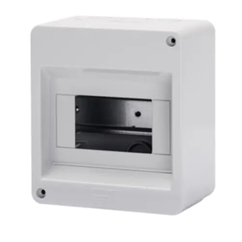Gewiss GW40024 kunststof opbouwkast leeg 140x155x85mm din-rail zonder deur 6 modules IP40 grijs