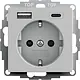Gira 2459015 wandcontactdoos randaarde USB-A en USB-C met verhoogde aanraakbeveiliging Systeem 55 grijs mat