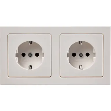 Berker 47206099 wandcontactdoos 2-voudig randaarde compleet voorbedraad voor duo-inbouwdoos Q3 wit