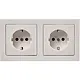 Berker 47206099 wandcontactdoos 2-voudig randaarde compleet voorbedraad voor duo-inbouwdoos Q3 wit