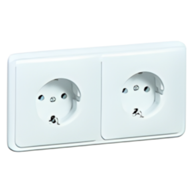 PEHA 80.6512 SI/572.02 wandcontactdoos randaarde kindveilig 2-voudig vlak voor wandgoot Standard Inline levend wit