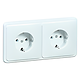 PEHA 80.6512 SI/572.02 wandcontactdoos randaarde kindveilig 2-voudig vlak voor wandgoot Standard Inline levend wit