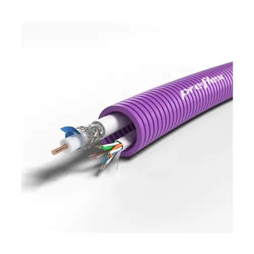 Preflex 1234003171 flexibele buis 20 mm voorbedraad UTP CAT6 en COAX rol 100 meter
