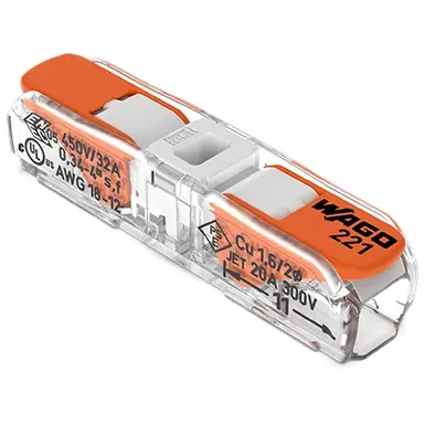 Wago 221-2401 doorvoerconnector 0.2 - 4 mm² met hendel wit 60 stuks