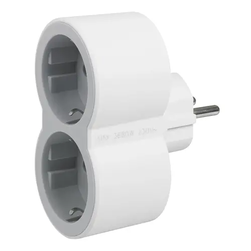 Legrand 694516 stopcontact tussensteker 2-voudig met randaarde wit/lichtgrijs