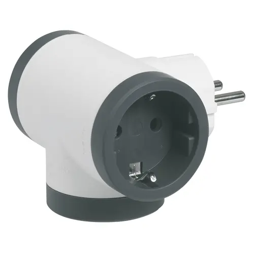 Legrand 694520 stopcontact tussensteker 3-voudig met randaarde wit/donkergrijs