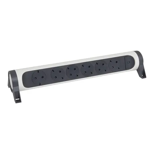 Legrand 694547 stekkerdoos met schakelaar zonder snoer 6x wcd wit/donkergrijs