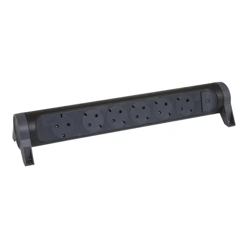Legrand 694548 stekkerdoos met schakelaar zonder snoer 6x wcd zwart/donkergrijs