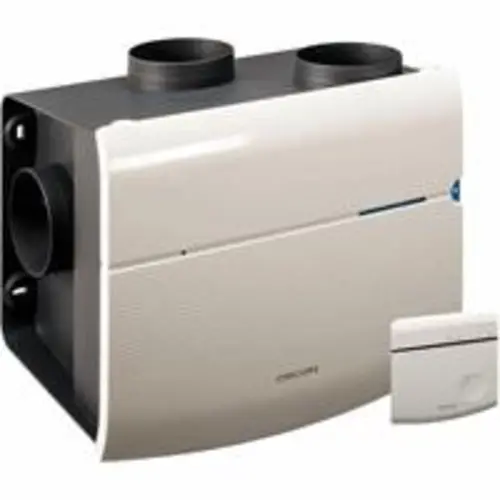 Orcon MVS-15RH C02B woonhuisventilatiebox met geïntegreerde vochtzender draadloze afstandsbediening en externe CO2 sensor
