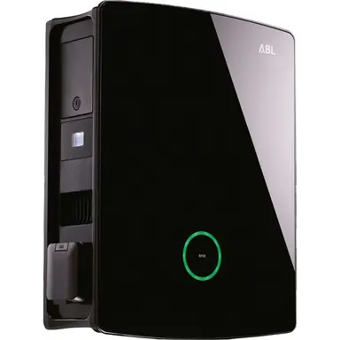 ABL eMobility 100000002 eM4 Twin wallbox 22kW 32A 3-fase laadpaal met interne aardlekschakelaar en 2x type 2 laadstopcontacten IP55 zwart