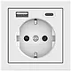 Gira 245970 wandcontactdoos randaarde USB-A en USB-C met verhoogde aanraakbeveiliging F100 wit glans