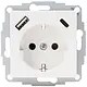 Kopp 297229005 wandcontactdoos randaarde USB-A en USB-C met verhoogde aanraakbeveiliging HK07 Athenis helder wit glans