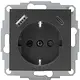 Kopp 297215004 wandcontactdoos randaarde USB-A en USB-C met verhoogde aanraakbeveiliging HK07 Athenis antraciet